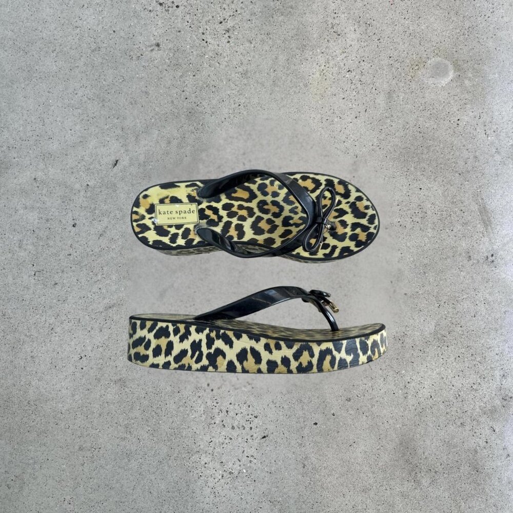Leopard Print Platform Flip Flops - image 1